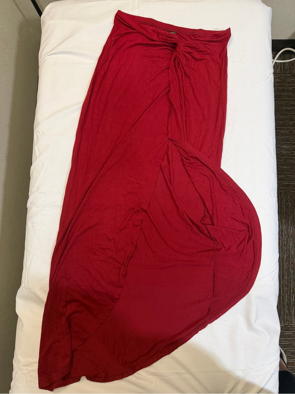 Red Twist-Front Maxi Skirt